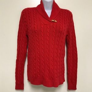 Ralph Lauren Red Cable Knit Sweater XS